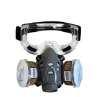 Защитная маска от пыли и газа с защитными очками, респиратор с двойным фильтром для химического распыления, покраски, промышленного использования