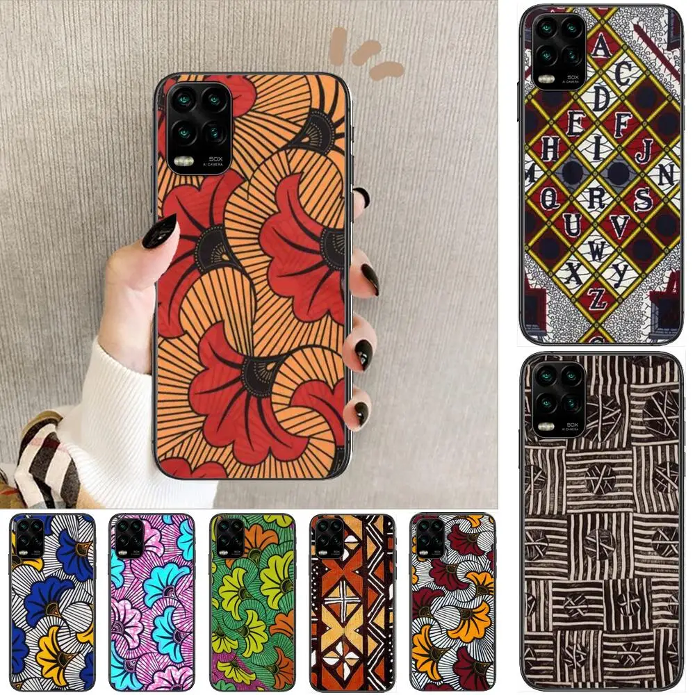 

African style fabric print cartoon Phone Case For XiaoMi Redmi Note 10 9 9S 8 7 6 5 A Pro T Y1 Black Cover Silicone Back Pre sty