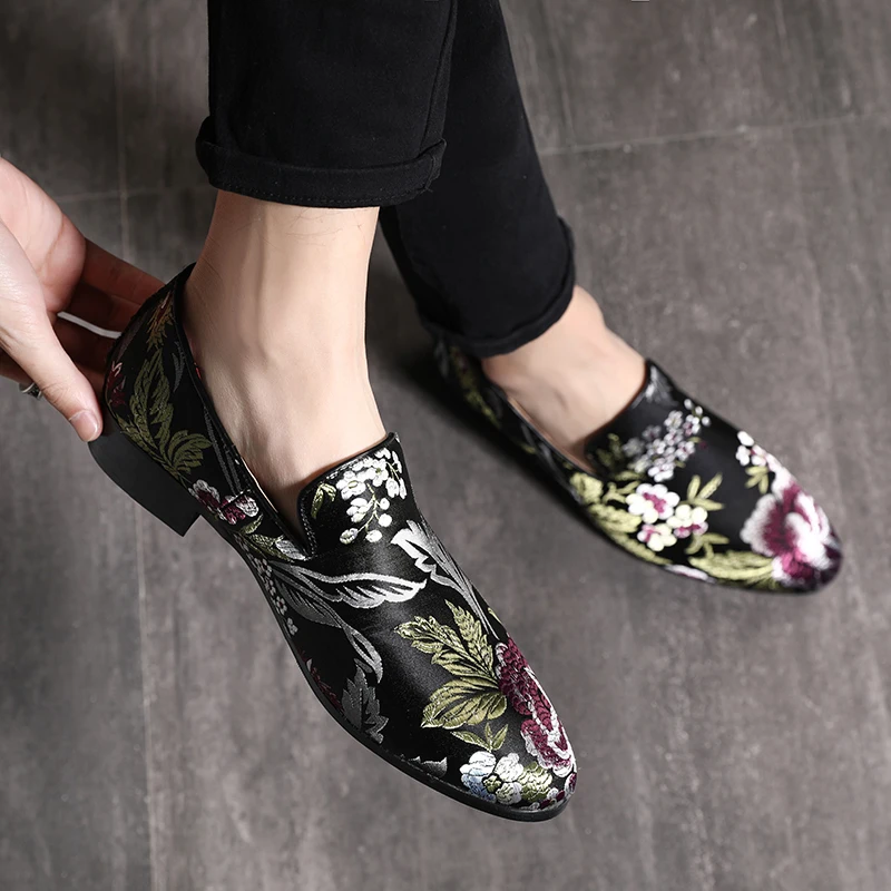 Туфли мужские классические с вышивкой итальянские туфли ручной работы мягкая