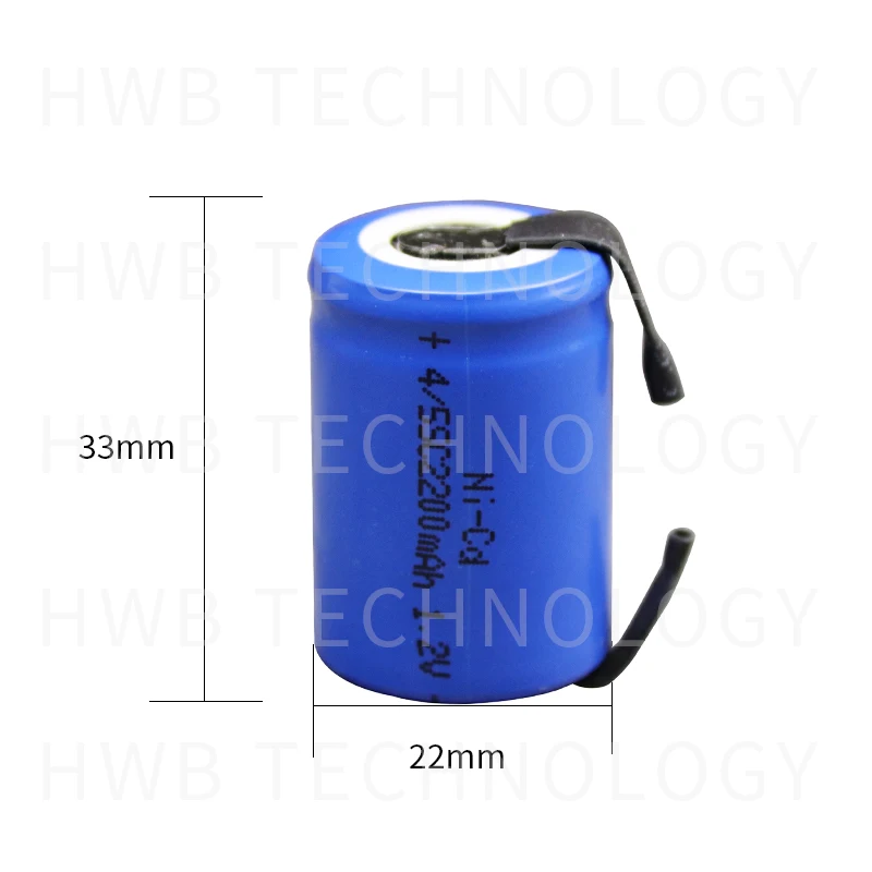 18X Ni-Cd 4/5 SubC Sub C 1 2 в 2200 мАч перезаряжаемая батарея с Tab-синий цвет бесплатная