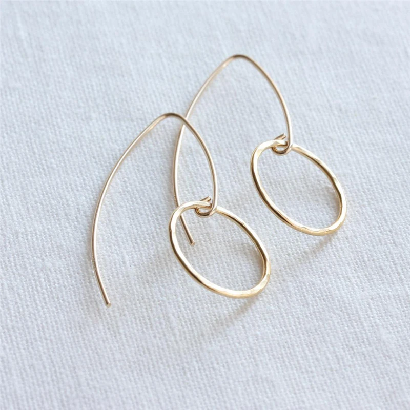 

14K Gold Filled Hammered Circle Earrings Jewelry Minimalism Oorbellen Brincos Vintage Pendientes Boho Drop Earrings For Women