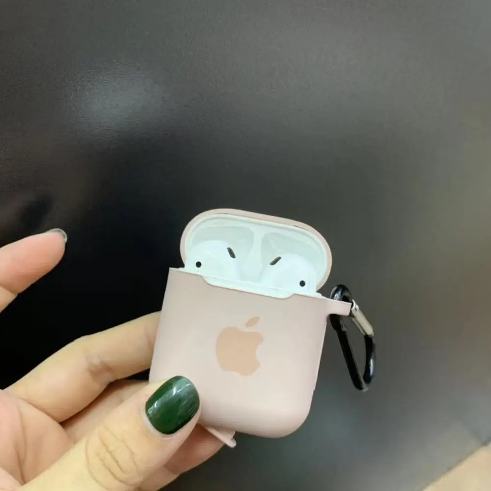 Чехол для Apple AirPods 2 1, чехол для наушников, аксессуары, мягкий чехол с милым логотипом, яркий цвет, чехол с крючками - Цвет: 8