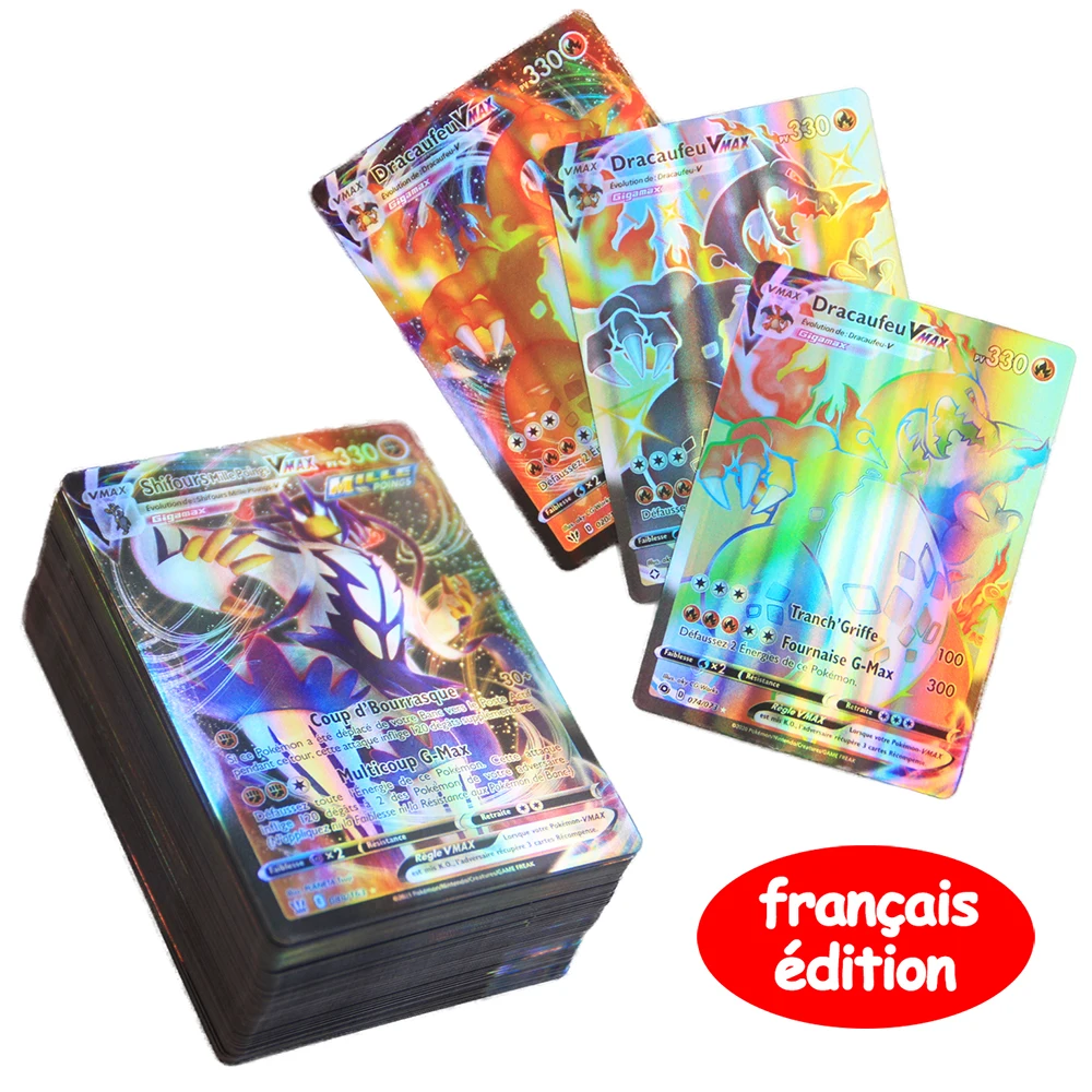 Cartas de Pok&eacute;mon en franc&eacute;s m&aacute;s reciente, juguete hologr&aacute;fico de arco&iacute;ris, Vmax V Energy, 2021-0
