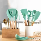 Набор кухонной посуды, 1 шт., зеленая силиконовая Антипригарная посуда, инструмент для приготовления пищи, лопатка, ложка, суп, аксессуары для кухни