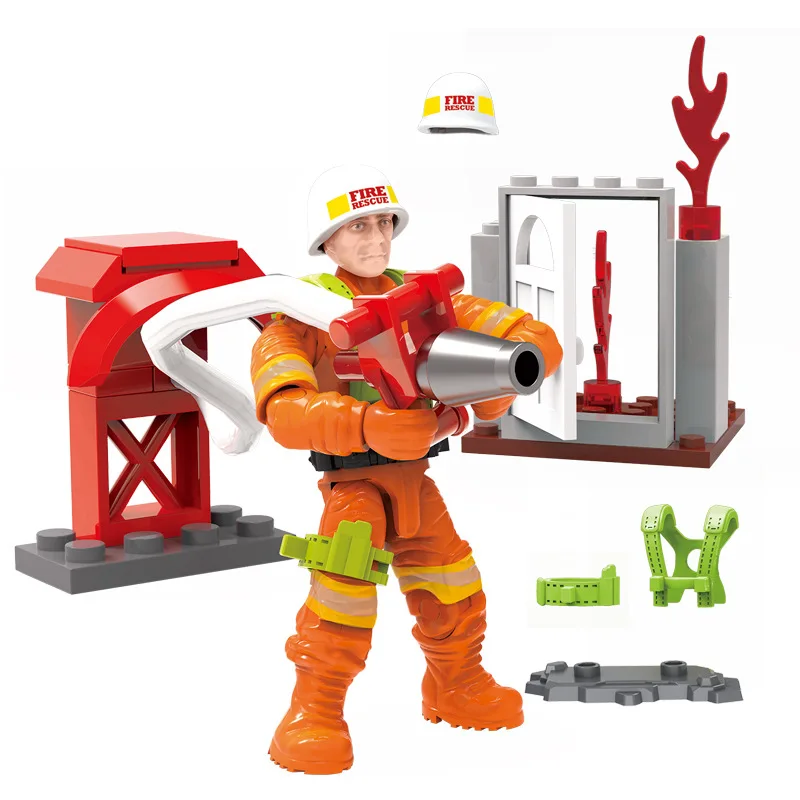 5 см City Fireman блоков 6 в 1 пожарников игровые фигурки сделай сам строительные блоки