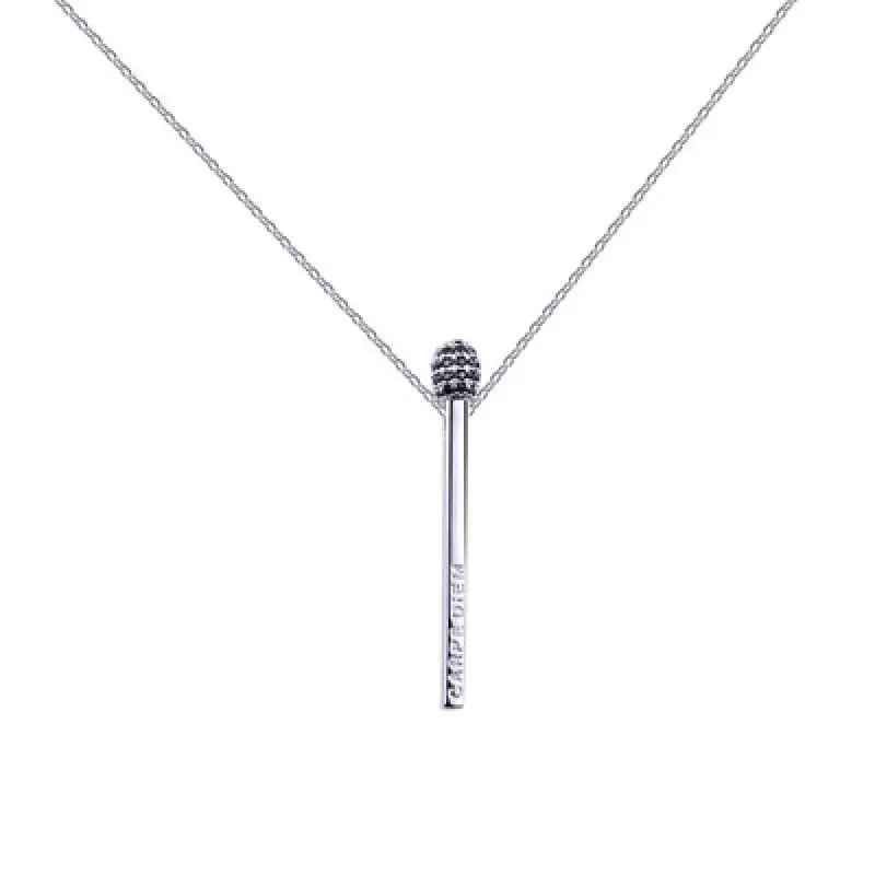 Fashion Women Jewelry Three-dimensional Matchstick Pendants Necklace for Long Chain Zircon Silver Stick Pendant Necklaces | Украшения и