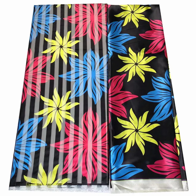 

Цветная шелковая атласная ткань из органзы, высококачественные шелковые ткани, Африканский материал одежды 4 + 2 ярда