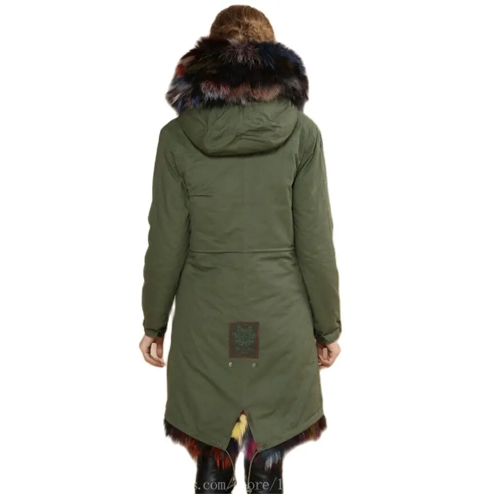 2015 Высококачественная парка пальто армейского зеленого цвета с подкладкой из
