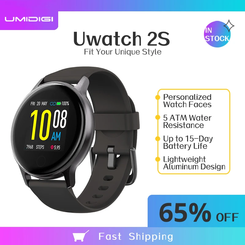 Смарт часы UMIDIGI Uwatch 2S водостойкие до 5 АТМ 1 3 дюйма|Смарт-часы| |