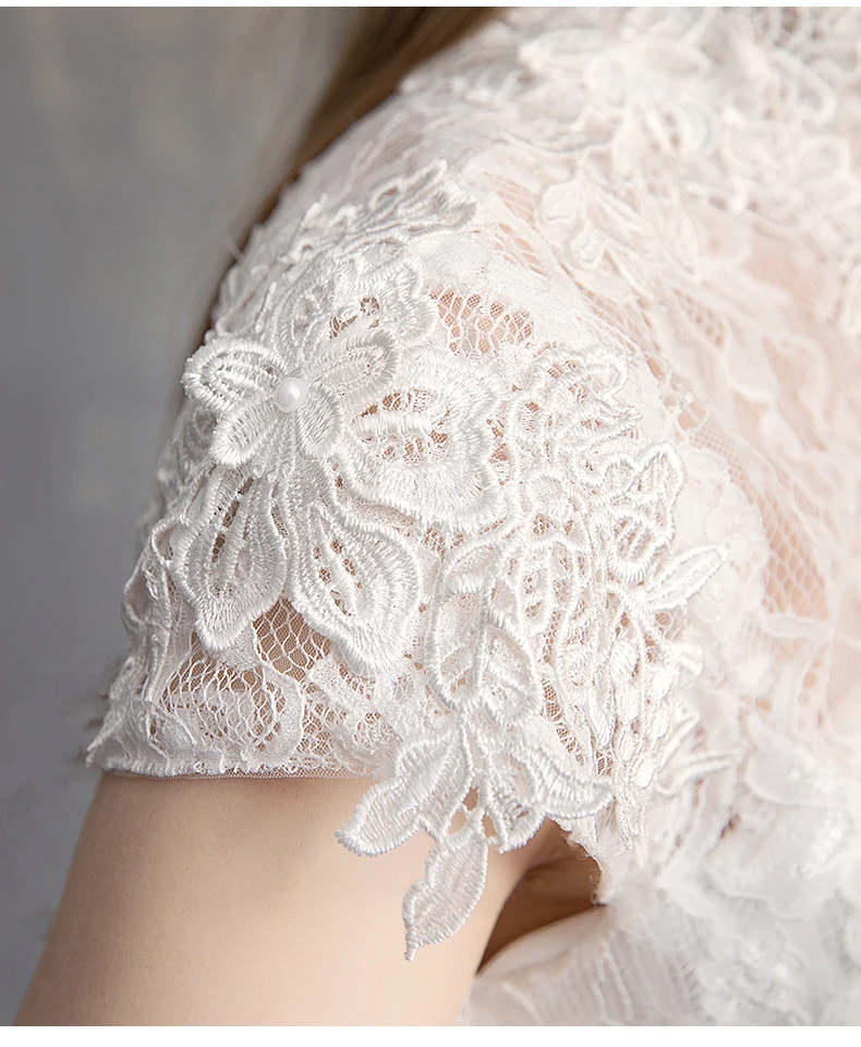 Vestido de Casamento Nupcial de Luxo Rendas até Vestidos de Casamento sem Mangas Tamanho Grande Alta Pescoço Cerimônia 7 Casamentos e Eventos