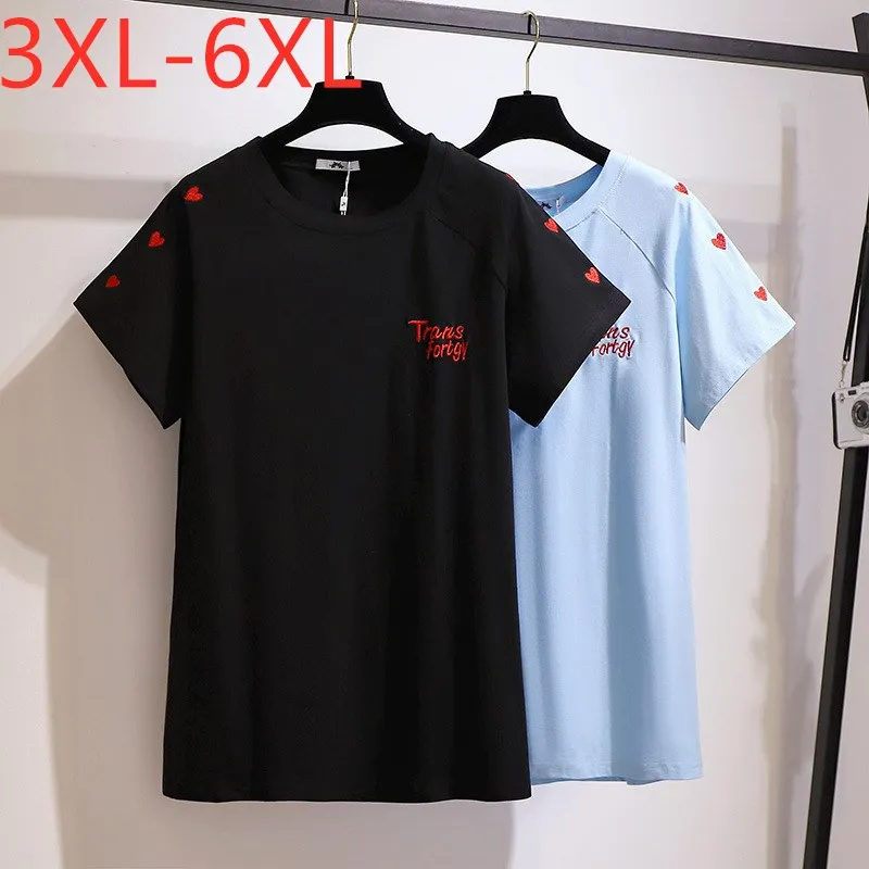 

Женская свободная футболка с коротким рукавом, круглым вырезом и вышивкой