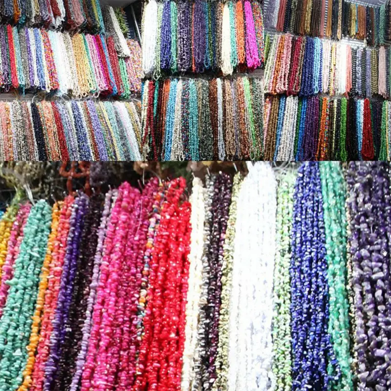 

24 Grids Irregular Crushed Gemstones Energy Healing Loose Beads Faux Crystal Chips with Strings Pendants DIY Bracelets