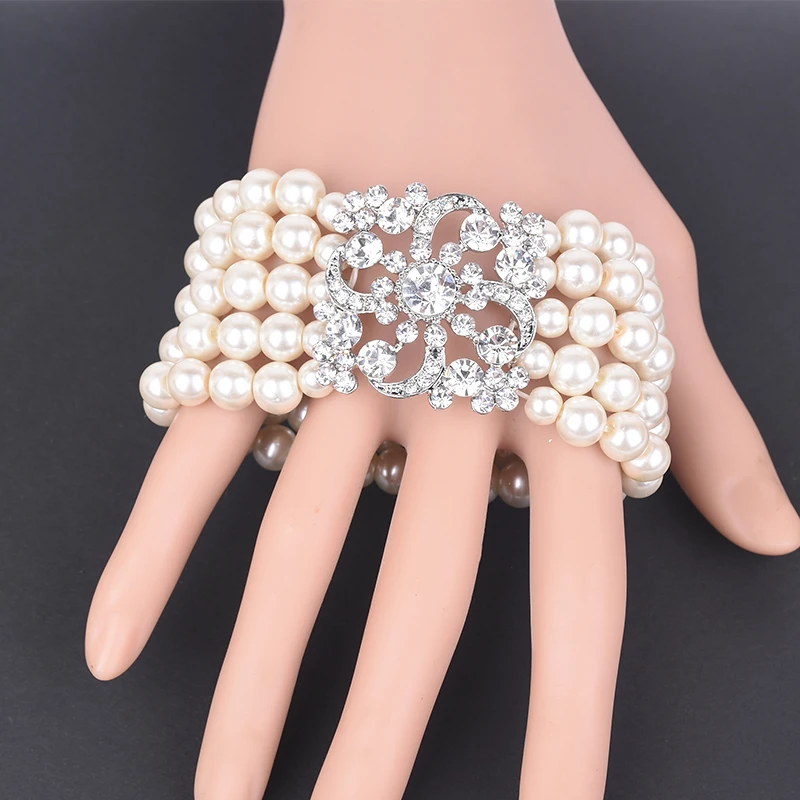

HOWAWAY Four Layers Pearl Bead Bracelet For Women's Party Gifts Handmade Jewelry Bead Bracelets Wholesale