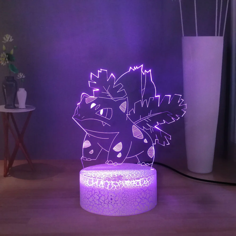 Настольная лампа с мультяшными животными Pokemon Ivysaur USB сенсорный светодиодный