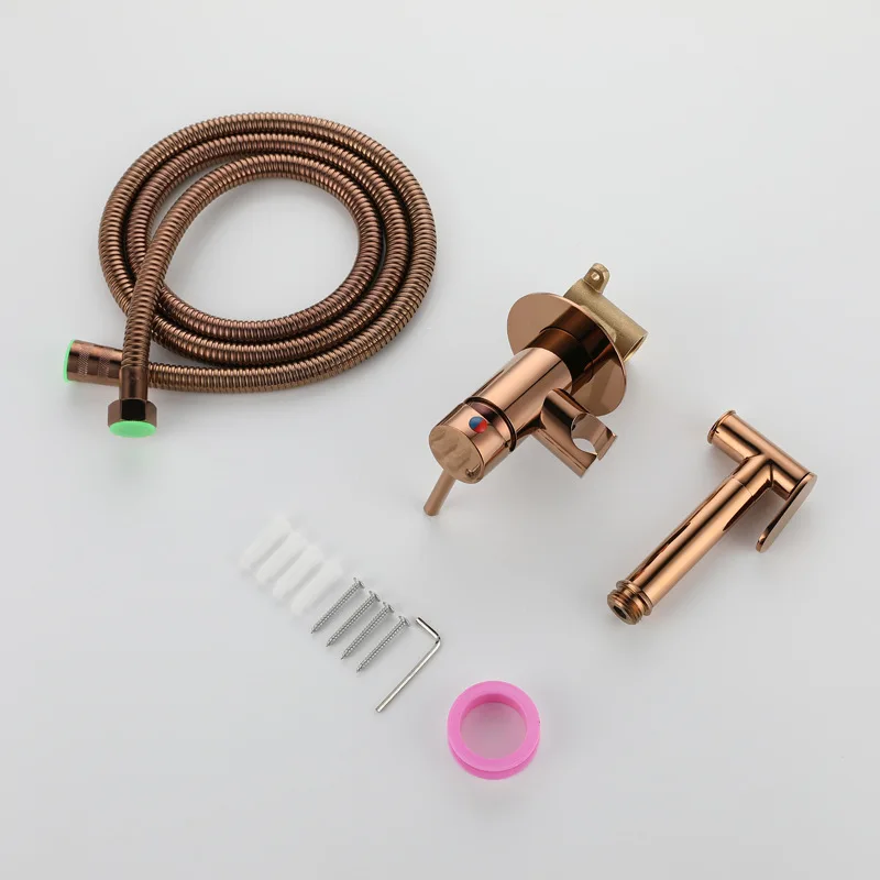 bathroom concealed hot and cold bidet spray set rose goldgoldchrome brass handheld sprayer toilet faucet free global shipping