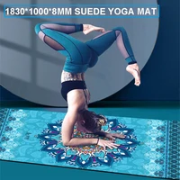 183100cm8mm suede yoga mat non slip with strap premium print suede eco friendly natural tpe fitness mat for yoga pilates