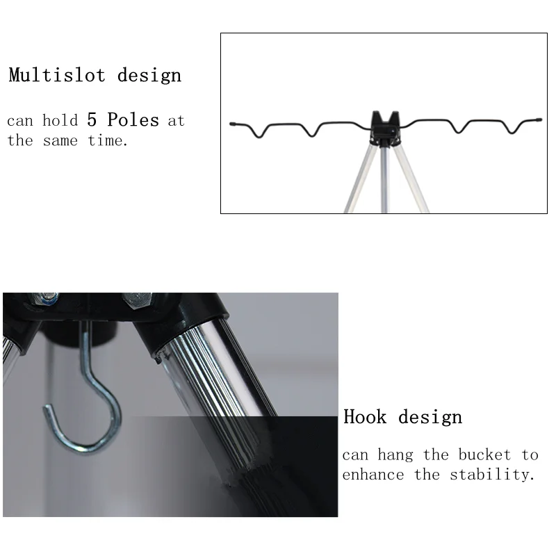 Практичный телескопический держатель для удочки из алюминиевого сплава с 5