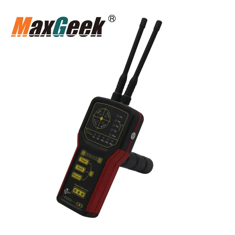 Maxgeek Maxspark 100 большой диапазон детектор металла золота с 2 антеннами чехол для
