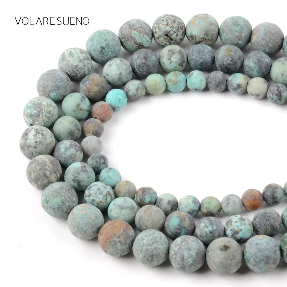 Тусклой полированной африканская бирюза Натуральный Камень круглые бусины 15
