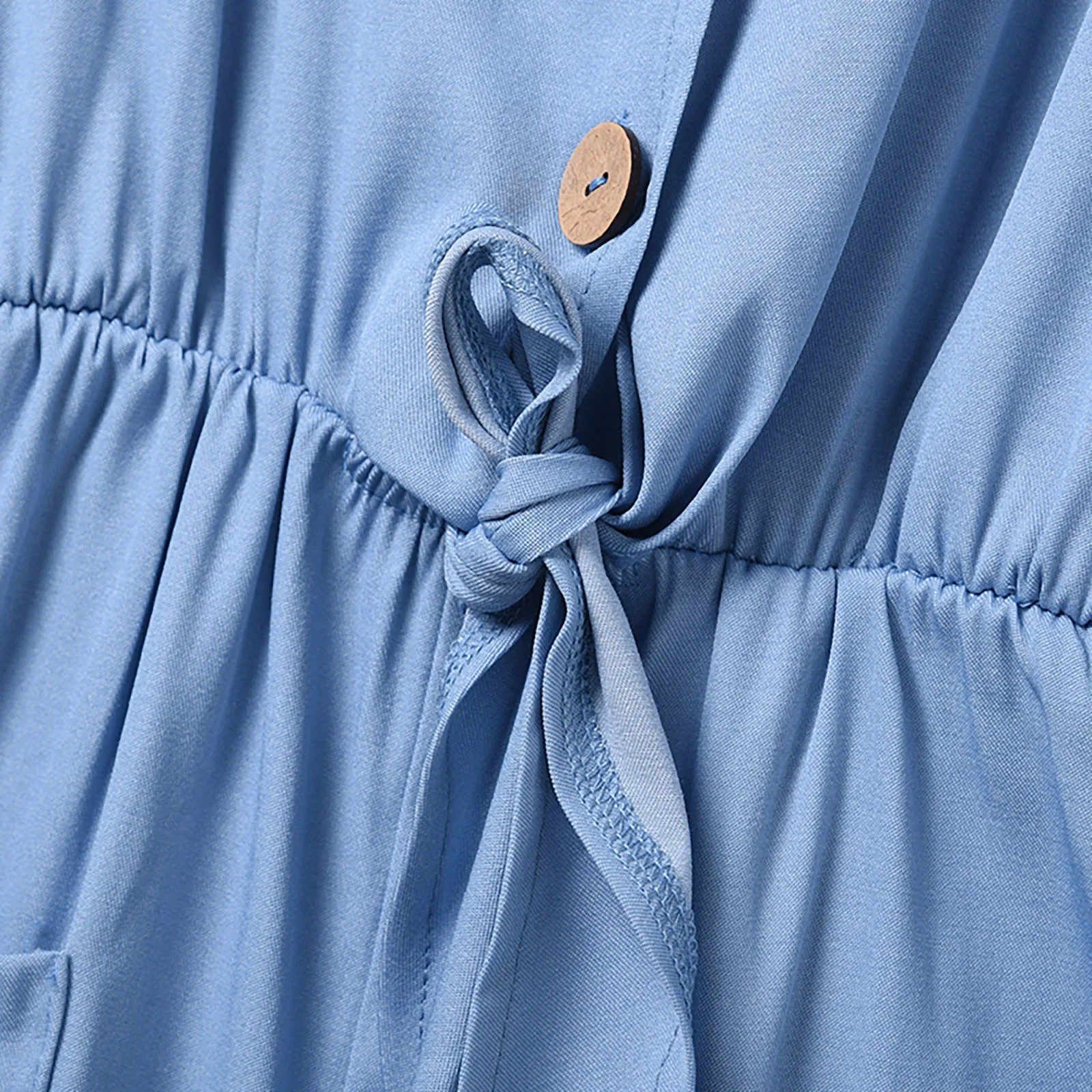 

Women's Summer Blue Jumpsuit Short Pants 2021 Casual Loose V-Neck Pocket Beach Rompers Short-Sleeved Bodysuit Sexy Playsuit