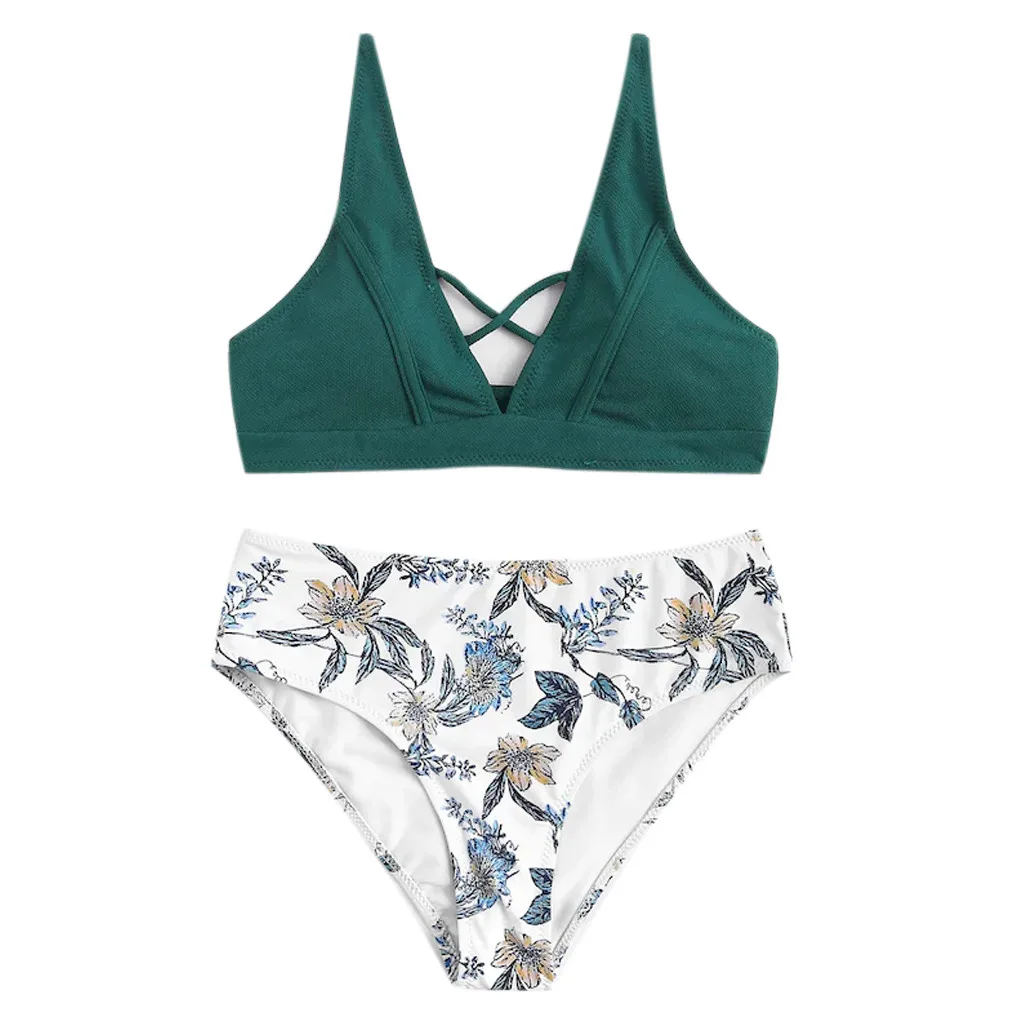 Летний Новый сексуальный женский комплект бикини для девочек с нежным принтом