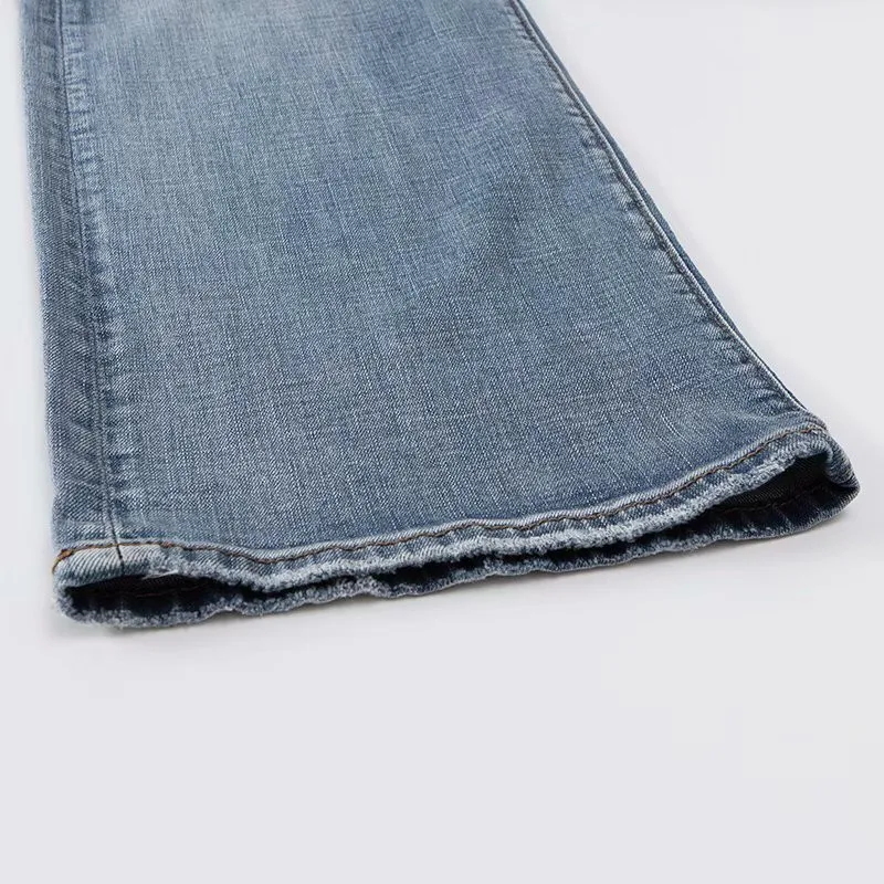 

Spring and Autumn new retro style high waist stretch wide leg jeans women, street solid color was thin small trumpet jeans