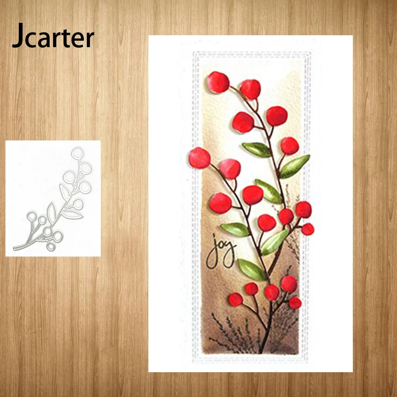 

2021 Branch Leaves Fruit Metal Cutting Dies Craft Scrapbooking Handmade Knife Mould Blade Punch Stencils Dies Cut Model Template