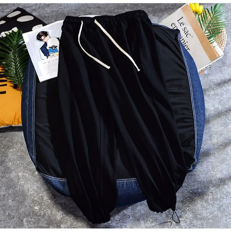 

Solid color bodyguard pants men's casual Korean summer loose Capri Pants sportswear pants