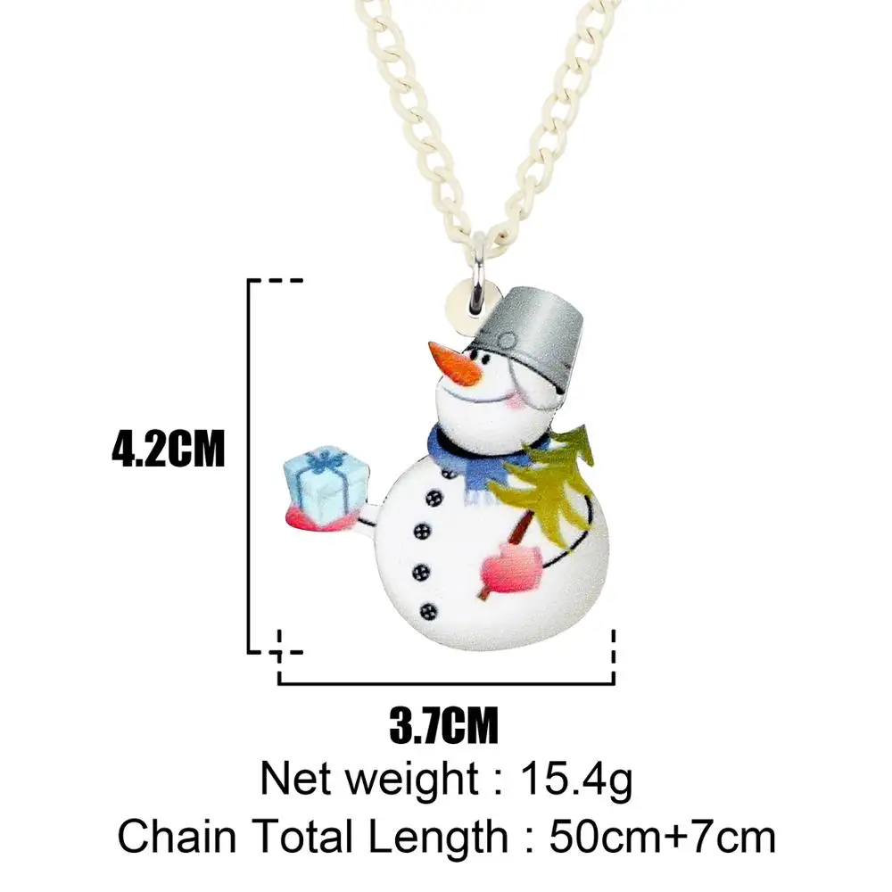 WEVENI Acrylic Christmas Bucket Hat Snowman Necklace Pendant Choker Decoration Jewelry Women Girls Teens Festival Gift New 2019 |