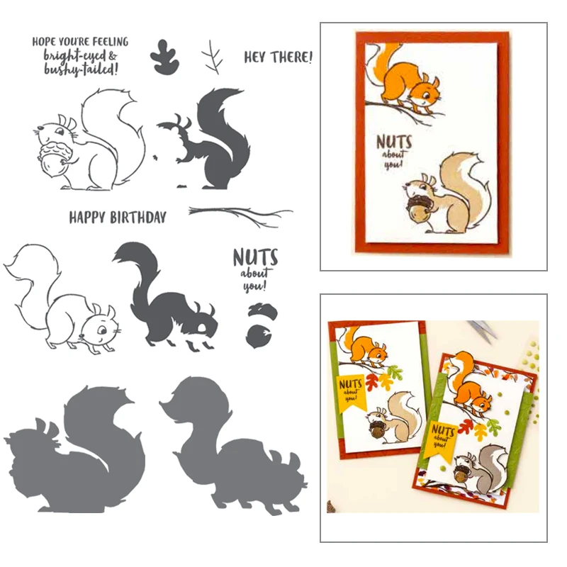 

Christmas Squirrel Metal Cutting Dies and Stamps For Scrapbooking Craft Stencil Seal Sheet Decor Embossing Template Decoration