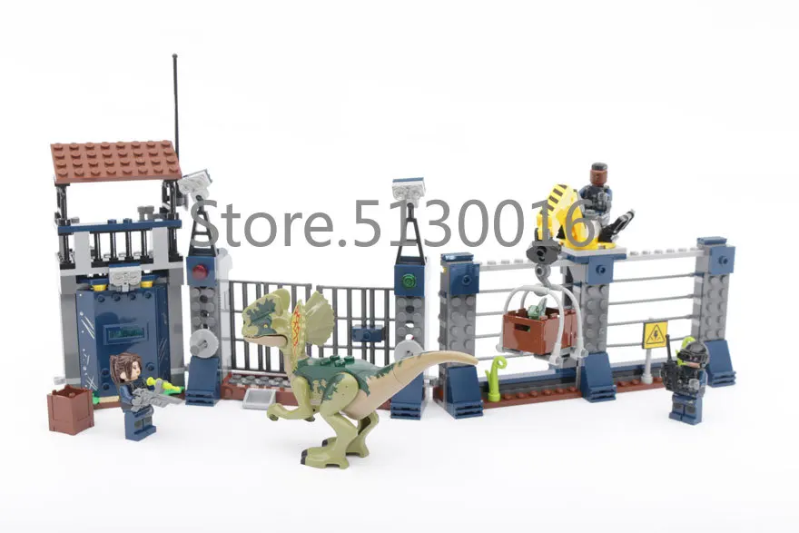 Dilophosaurus Outpost Attack 10923 Юрский Мир серии 389 шт. Парк Юрского периода строительные блоки модель детских игрушек 75931