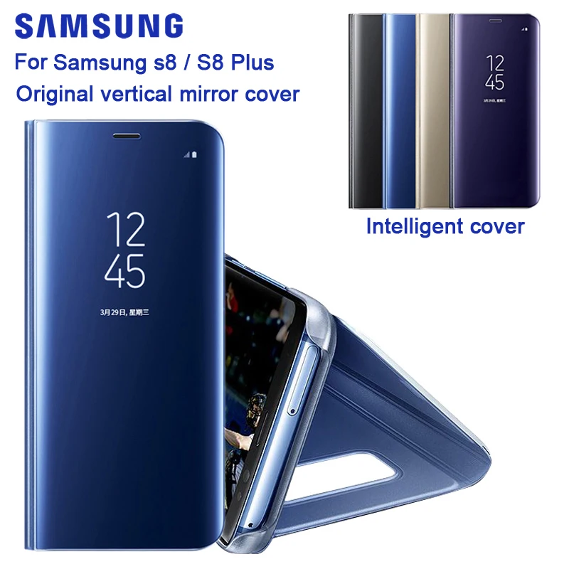 original mirro cover clear view phone case ef zg955 for samsung galaxy s8 g950f g950u s8 plus g955f g955u rouse slim flip case free global shipping
