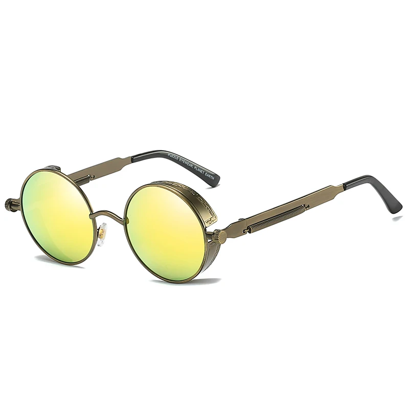 2019 крутые модные круглые солнцезащитные очки в стиле стимпанк кожаные с боковой