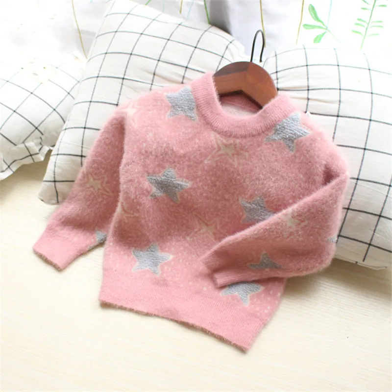 Модный осенне-зимний свитер для маленьких девочек теплый вязаный детская одежда