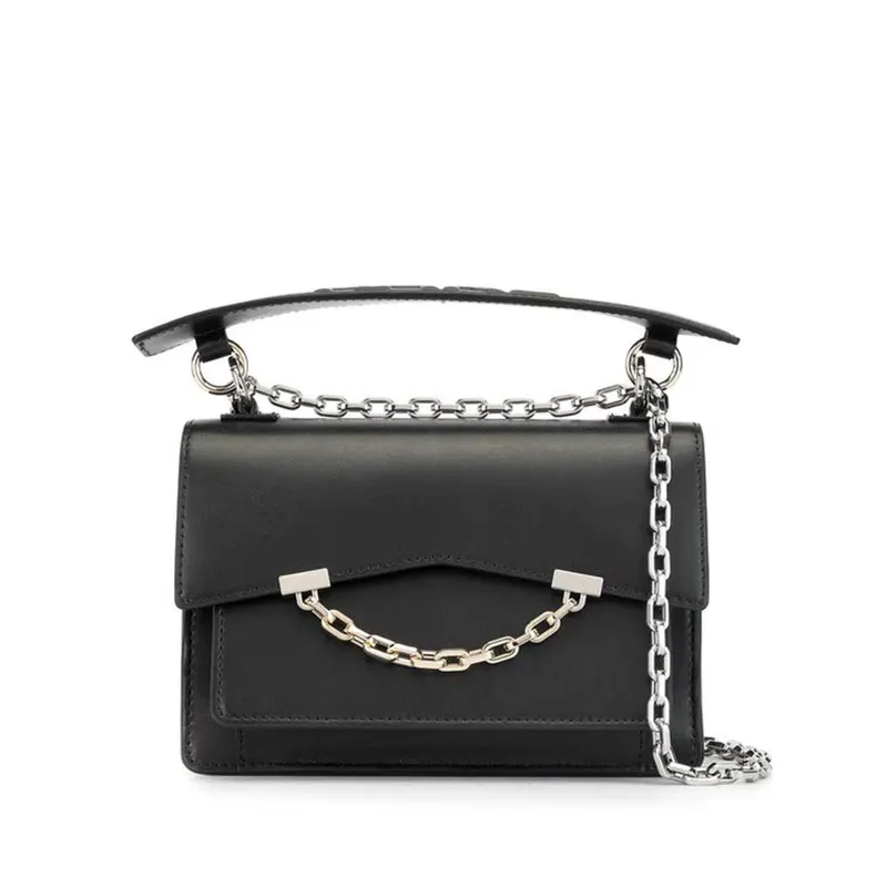 

2021 new splicing fashion simple cowhide handbag wild texture chain one shoulder messenger small square bag tide