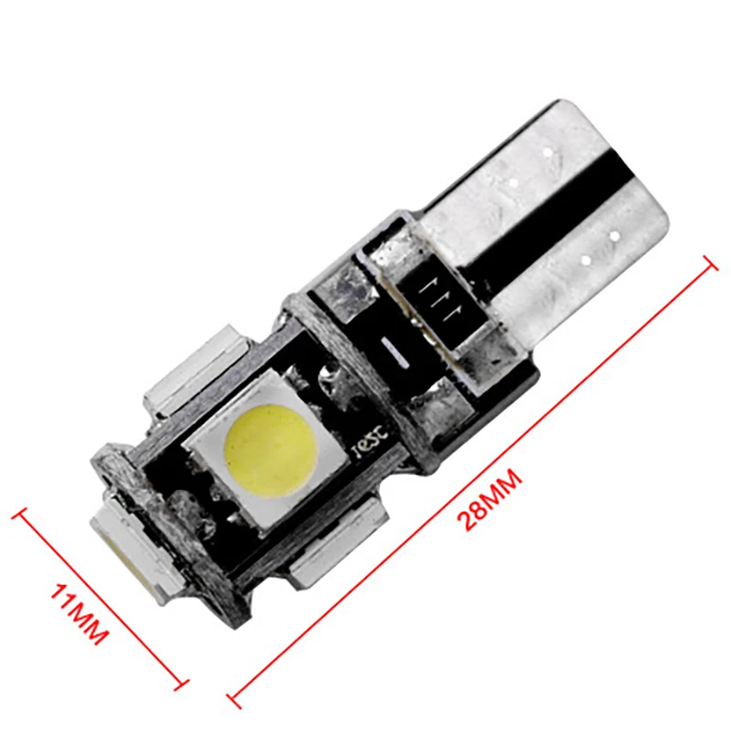 

10x Car T10 W5W 194 168 5 SMD 5050 LED CANBUS Error Free Interior Bulb 1W Wedge Side Light Interior Indicator Lamp White 12V