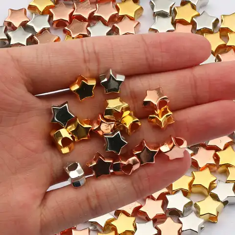 50-600 pcs Pink gold color silver-plated star CCB beads with a large hole Divotive beads for the manufacture of DIY jewelry ...
