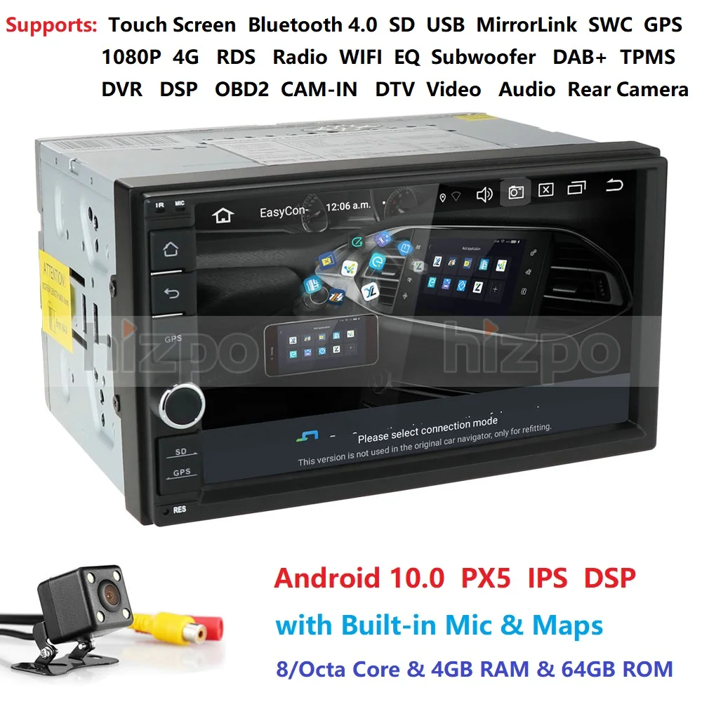 Hizpo Восьмиядерный 7 &quot2 Din Android 10 0 автомобильный NO DVD Радио мультимедийный плеер
