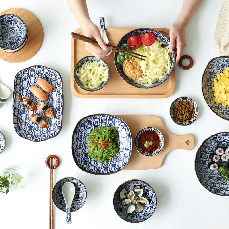 Чаши с волнистым узором 23 шт. для риса и супа набор тарелок посуда | Дом сад