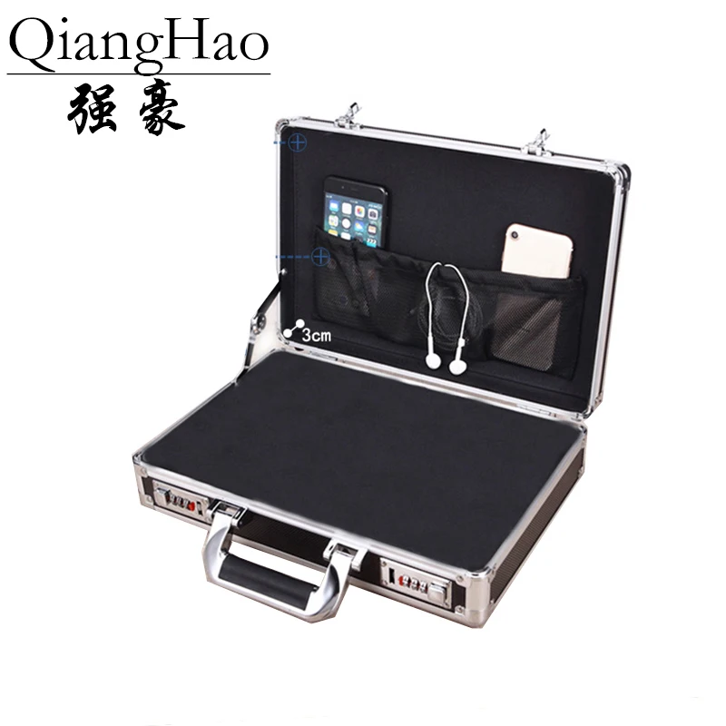 

360*250*100mm Aluminum Alloy Portable Lock Box Toolbox Document Insurance Household Storage Box Metal Box with Lock Trumpet