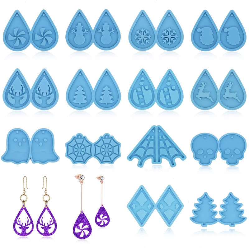 

DIY Earring Pendant Series Silicone Mold 18 Kinds of Epoxy Resin Keychain Mold DIY Handicraft Accessories Resin mold