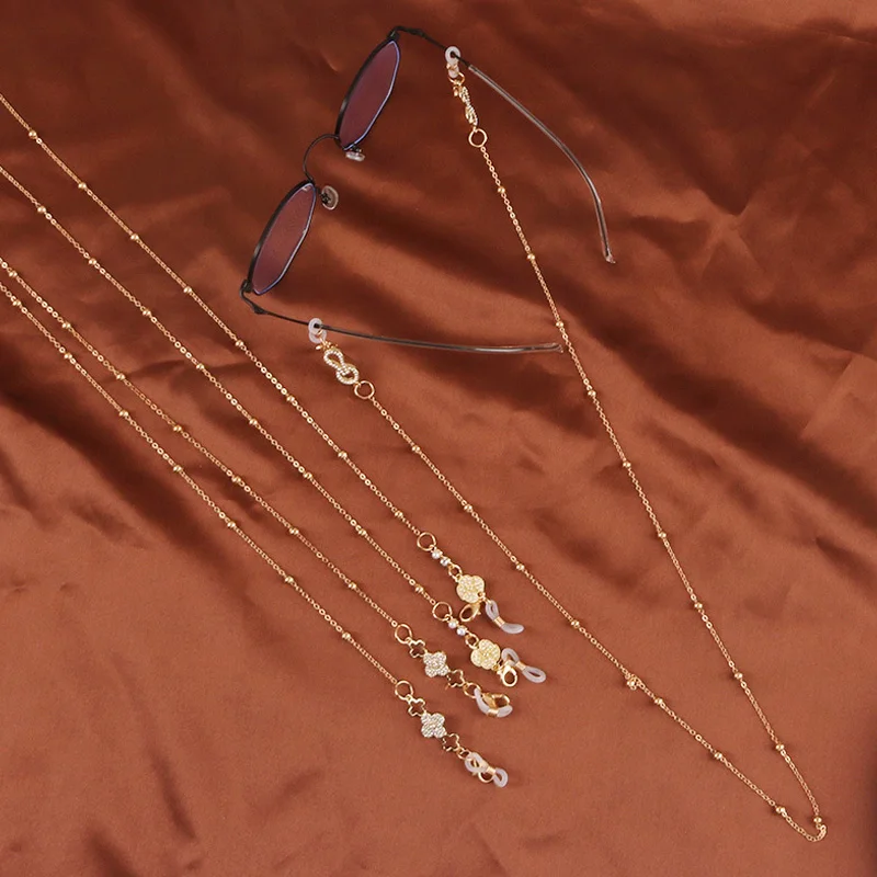 

Children Fashion Pearl Four Tree Leaves Sunglasses Mask Holder Lanyard Retro Number 8 Wings Glasses Chain Jewelry for Women