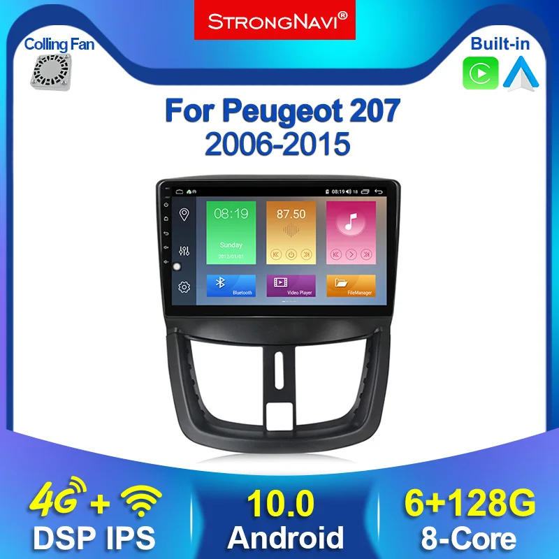 

4G Lte Android 10 6 + 128G автомобильный мультимедийный плеер для Peugeot 207 2006 2008 2009-2016 GPS-навигация Радио WIFI BT 2.5D IPS Carplay