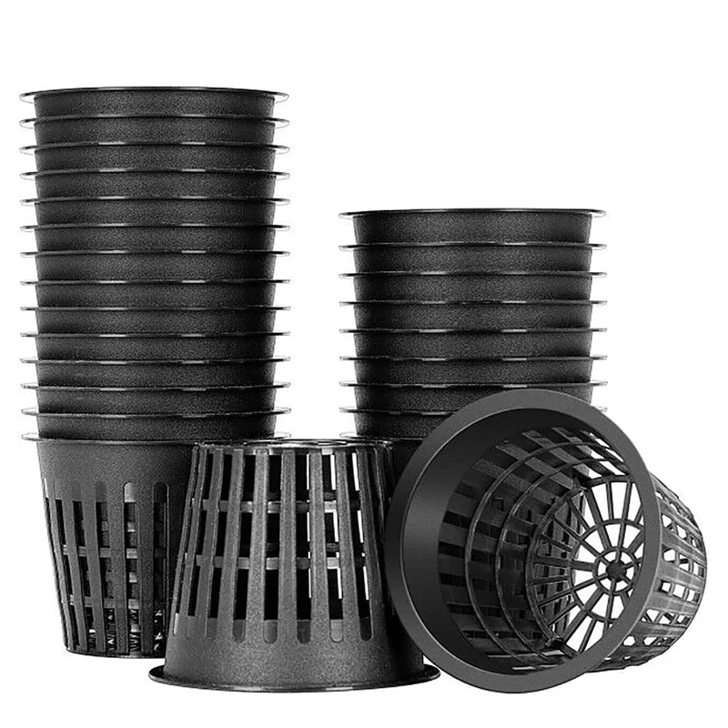 

60 Pack 3 Inch Net Cups Slotted Mesh Wide Lip Filter Plant Net Pot Bucket Basket for Hydroponics