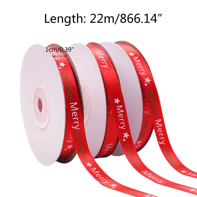 

10 Rolls 25 Yards 3/8 Inch Merry Christmas Letters Printing Red Ribbon for DIY Crafts Gift Wrapping Xmas Party Decor
