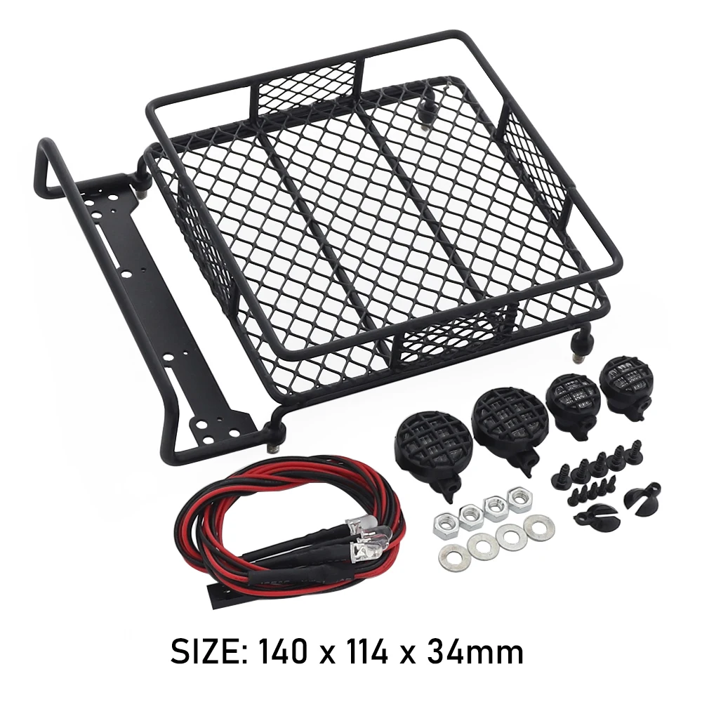 

RC Car Upgrade Roof Luggage Rack with LED Light for 1/10 Axial SCX10 CC01 RC4WD D90 RR10 TF2 Body