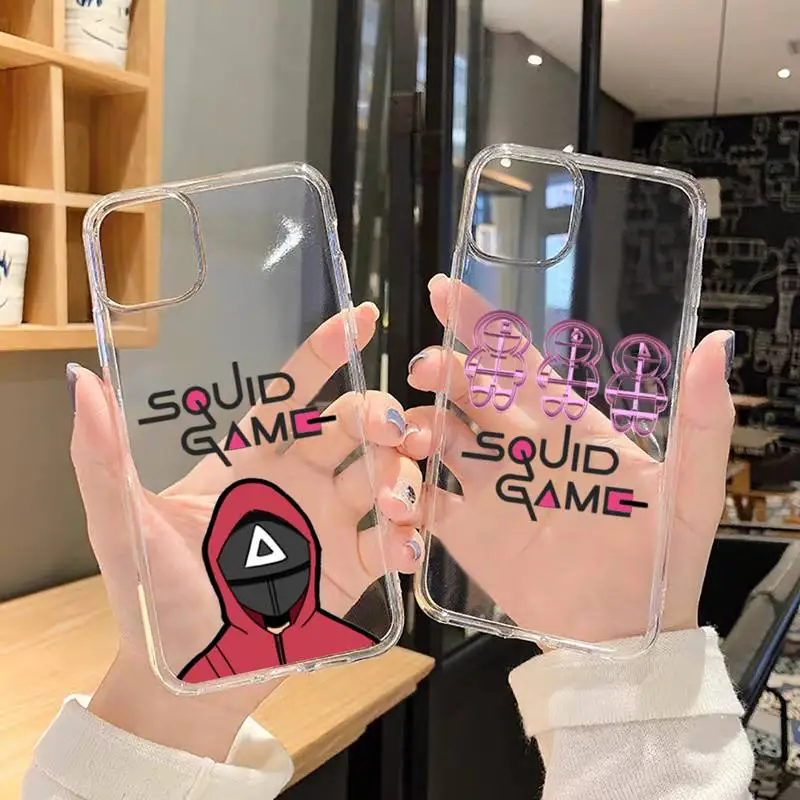 

Squid Game horror tv series Phone Case Transparent soft For iphone 12 11 13 7 8 6 s plus x xs xr pro max mini