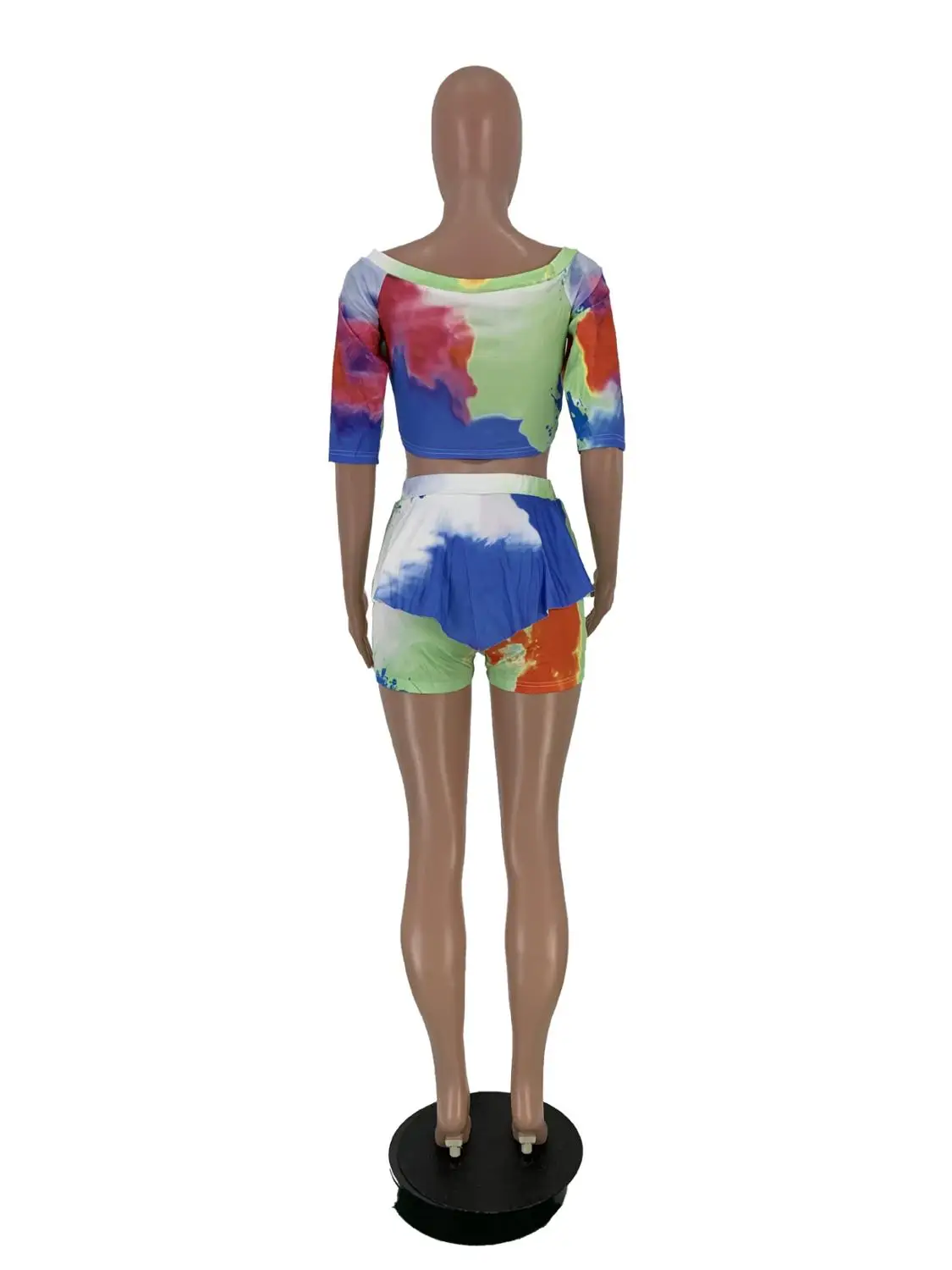 

women print sleeves over the shoulder dress mini skirt for women leisure vacation sexy two-piece set