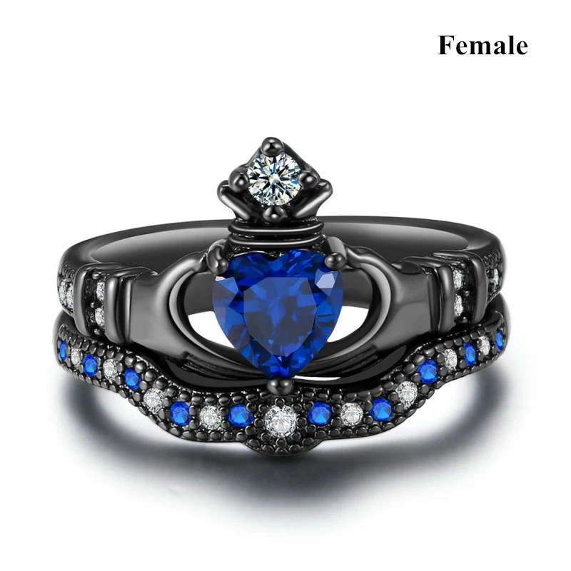 Female Ring Carofeez очаровательное кольцо для пары из нержавеющей стали черное мужское кольцо с синим цирконием женские кольца наборы обручальные кольца ко Дню Святого Валентина - Цвет основного камня: Female Ring