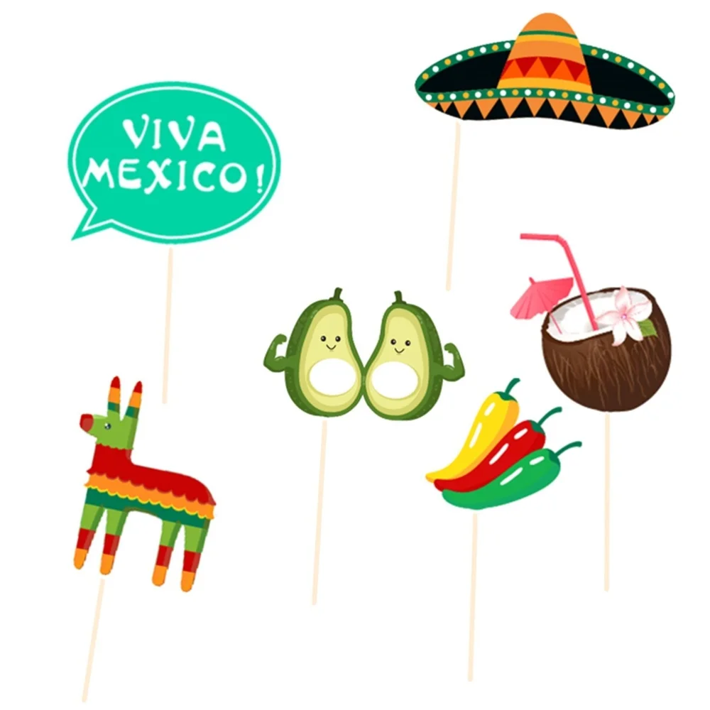 

44pcs Mexico Party Photo Prop Funny Decor Prop for Carnival Festival Party